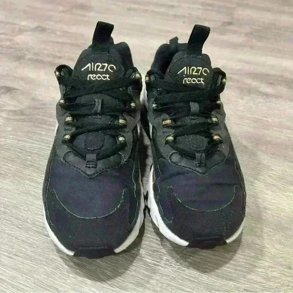 Nike Air Max 270 React Metallic Gold Youth Sneakers - Picture 2 of 6